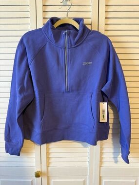DKNY Blue Half-Zip Pullover Sweatshirt